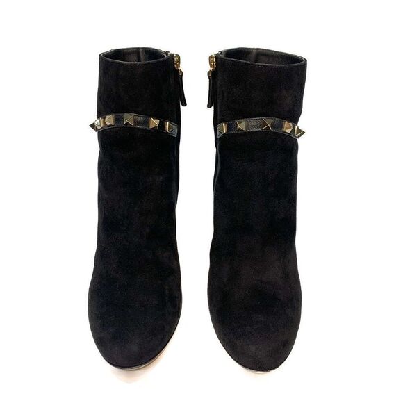 Valentino Garavani Rockstud Boot EU 36.5 US 6.5 Black Studded Heeled Bootie - Picture 2 of 11